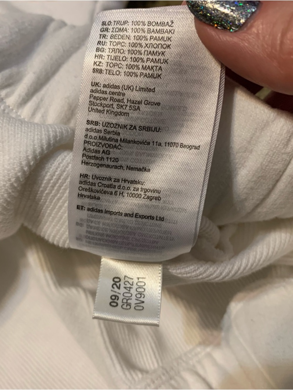 Adidas White Cropped Center Logo White Sweatshirt Size Medium - Picture 11 of 12